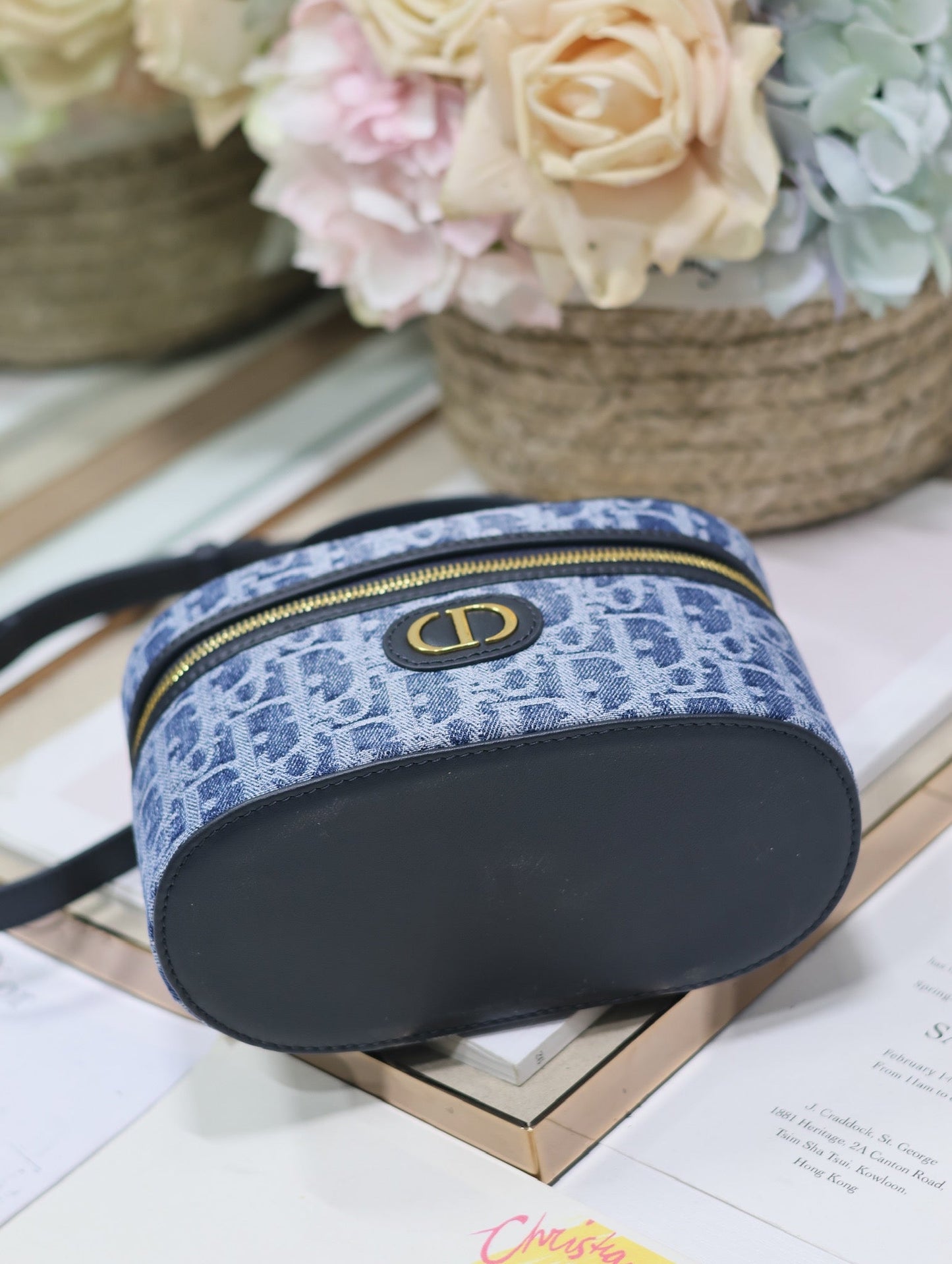 CARO MINI 16 VANITY CASE IN CERULEAN BLUE MONOGRAM DENIM