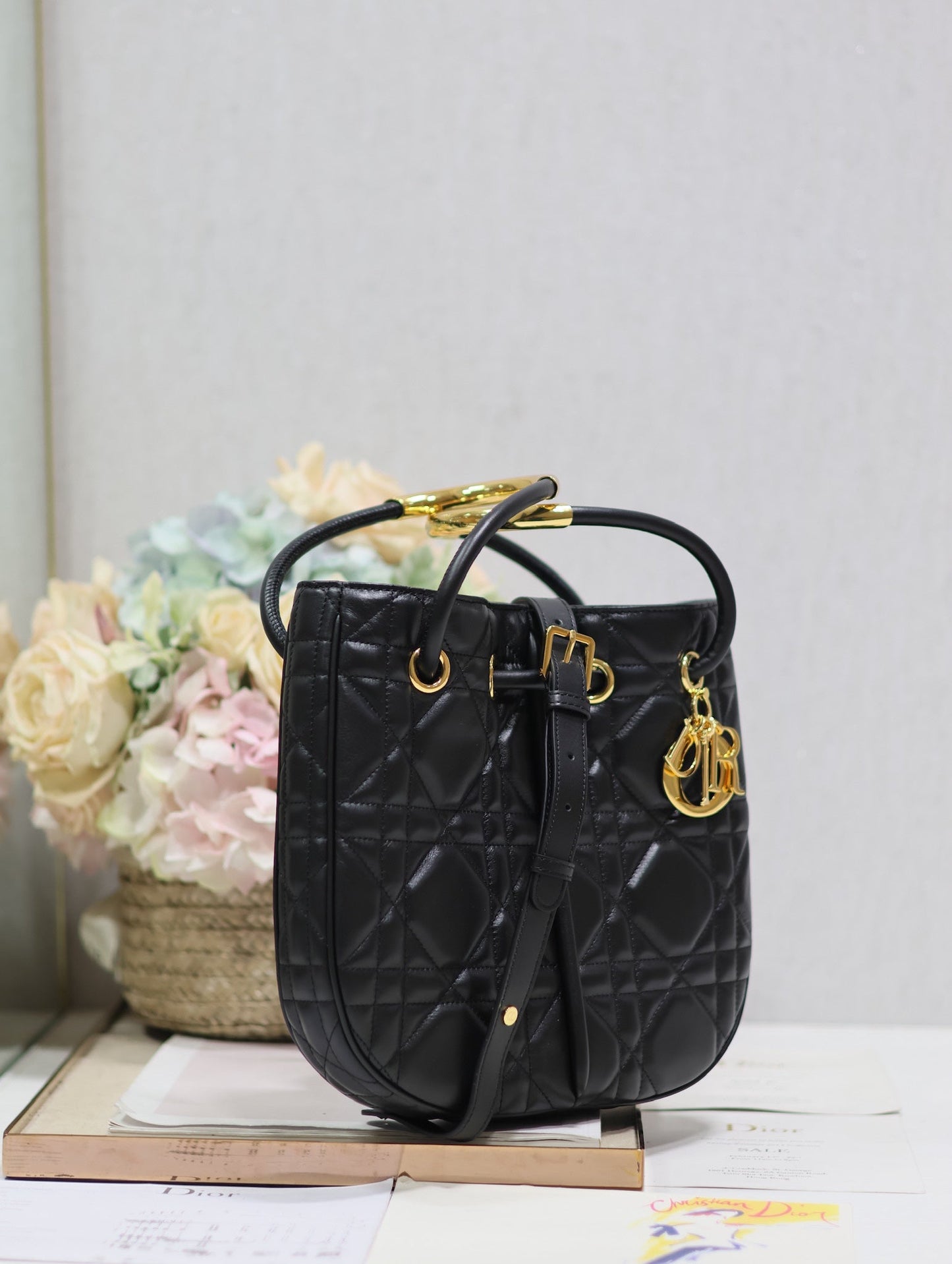 MINI 27 NOLITA BAG IN BLACK MACROCANNAGE CALFSKIN