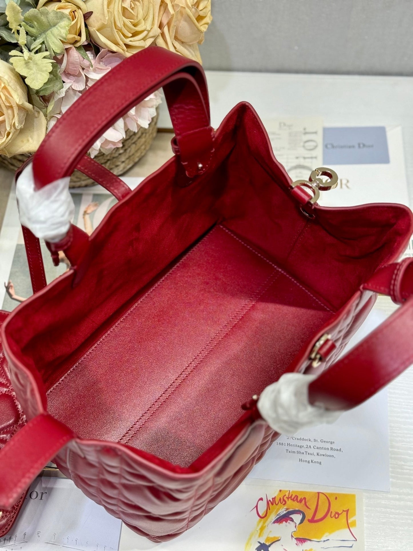 SMALL 28 TOUJOURS BAG IN RUBY RED MACROCANNAGE LAMBSKIN