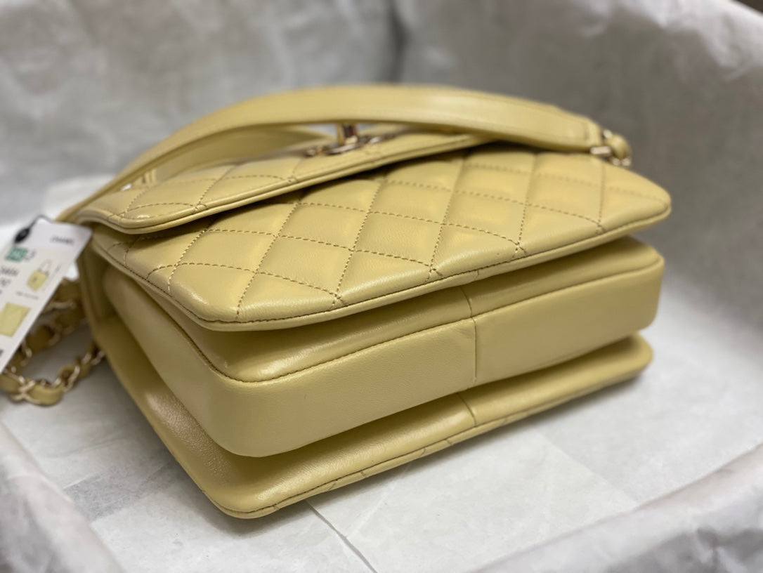 CC TRENDY 20CM YELLOW LAMBSKIN GOLD HARDWARE