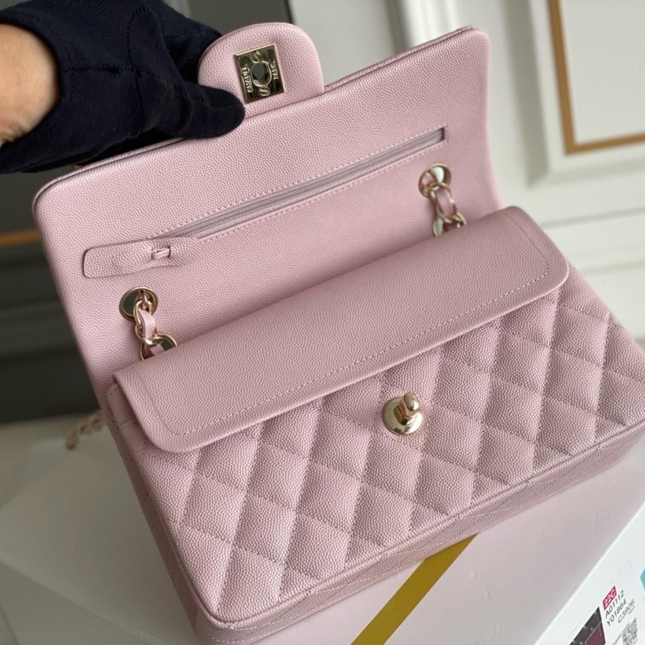 CC SMALL 23 FLAP BAG IN LIGHT PINK CALFSKIN/CAVIAR GOLD HARDWARE