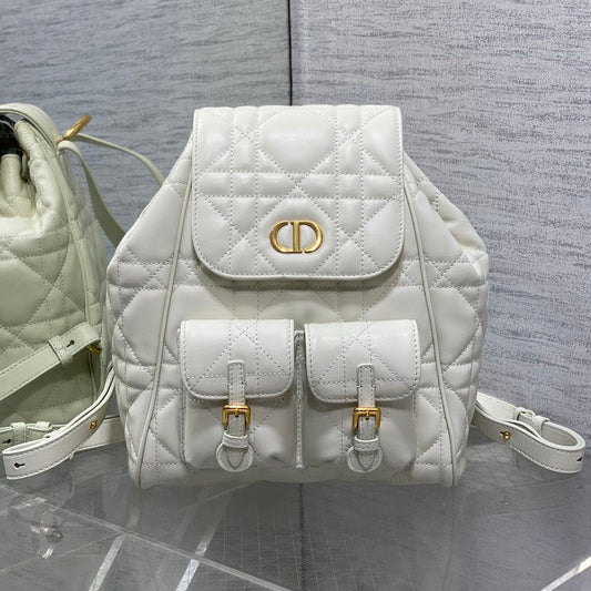 SMALL 23 CARO BACKPACK IN WHITE MACROCANNAGE LAMBSKIN