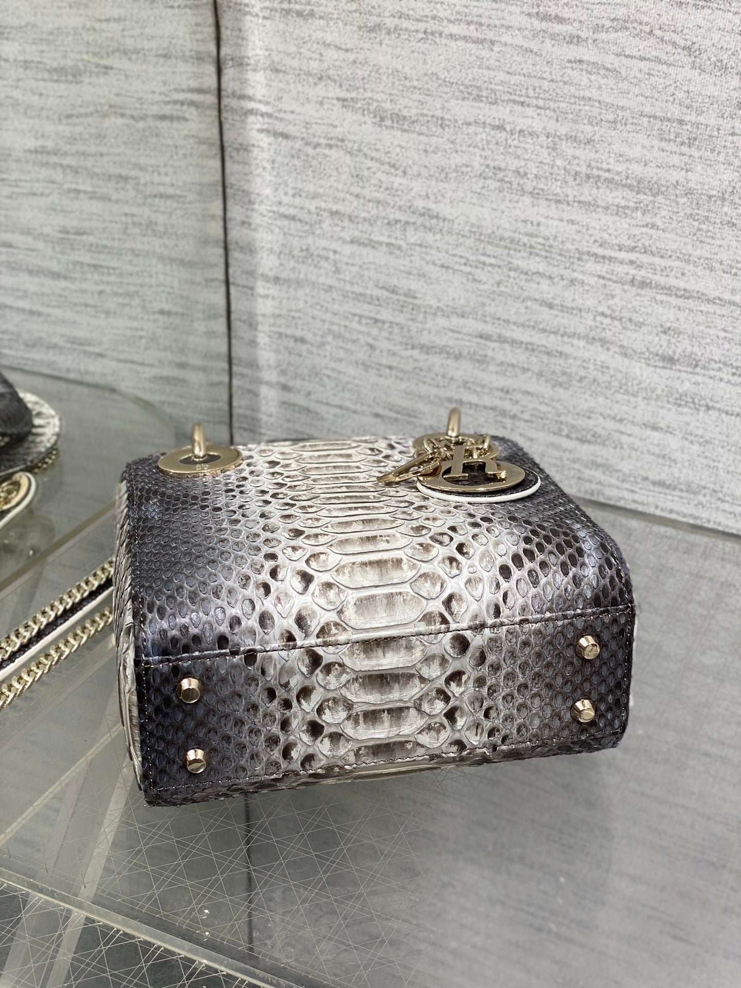 MINI 17 LADY BAG IN WHITE MIX BLACK SNAKESKIN PATTERN LAMBSKIN