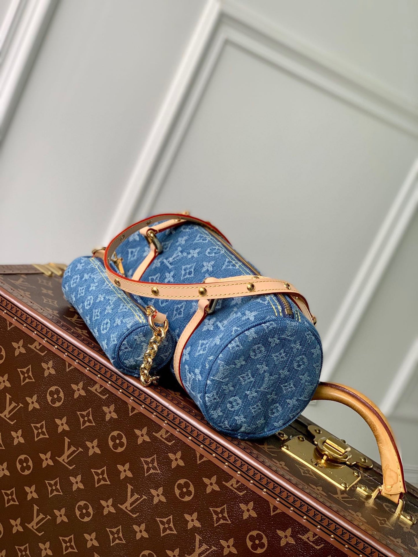 PAPILLON 27 IN BLUE MONOGRAM DENIM GOLD HARDWARE