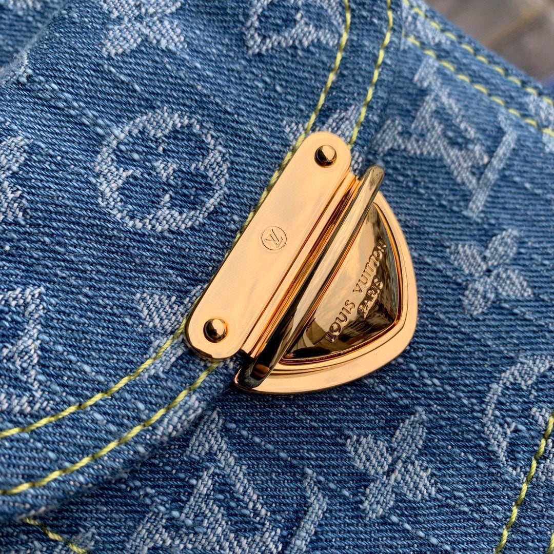 FAIRFAX POCHETTE 18 IN BLUE MONOGRAM DENIM GOLD HARDWARE