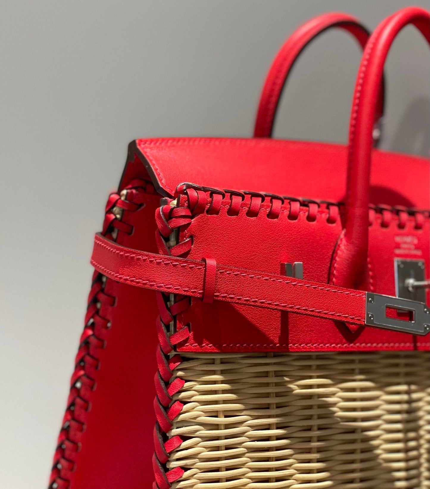 HM BIRKIN 25 CM PICNIC RED BAMBOO AND RATTAN