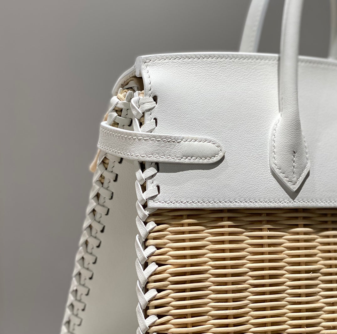 HM BIRKIN 25 CM PICNIC WHITE BAMBOO AND RATTAN