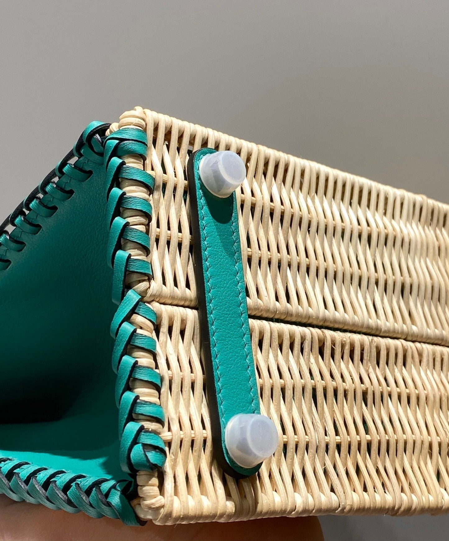 HM BIRKIN 25 CM PICNIC TURQUOISE BAMBOO AND RATTAN