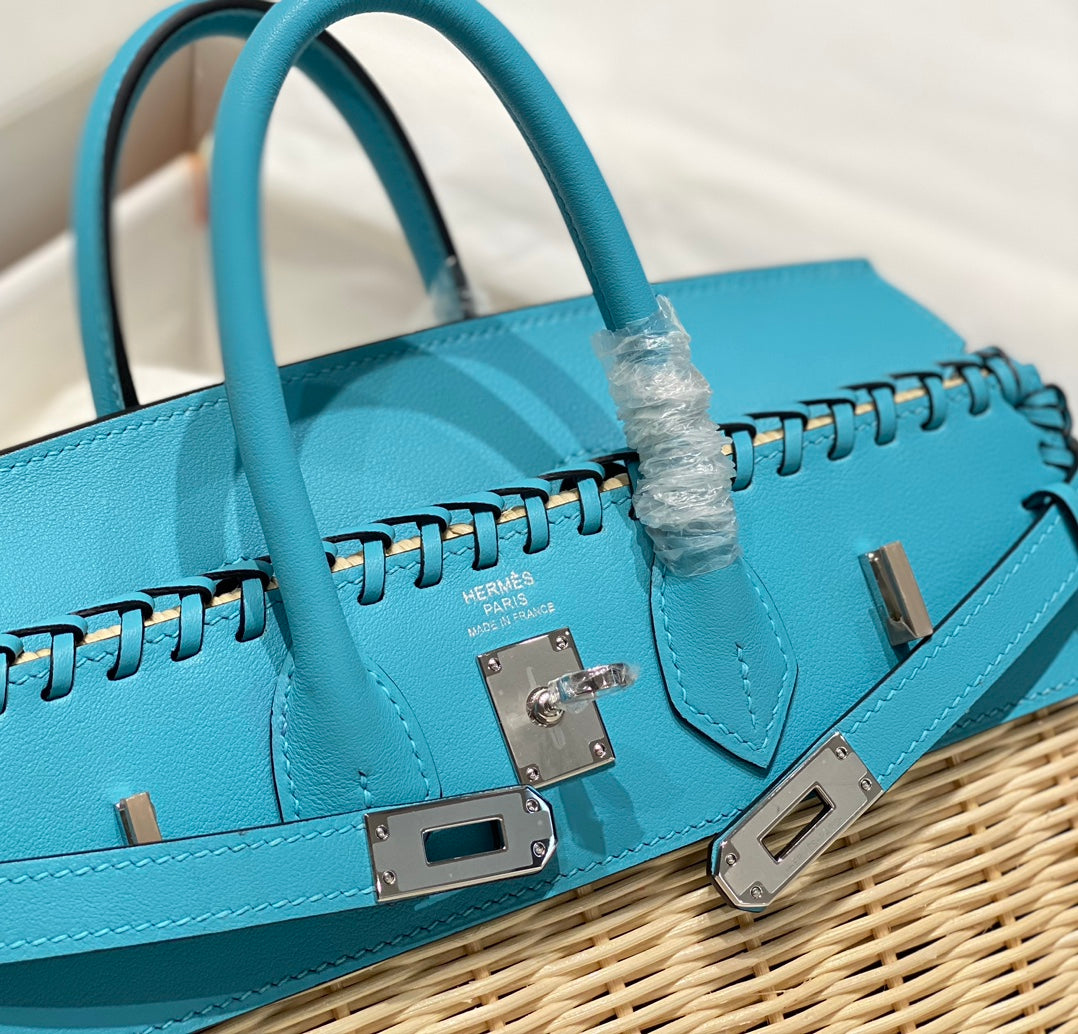 HM BIRKIN 25 CM PICNIC SKY BAMBOO AND RATTAN